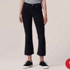 The Cords & Co Pants Elin Cropped Leg Flare Bootcut Corduroy Pants Black Size 26